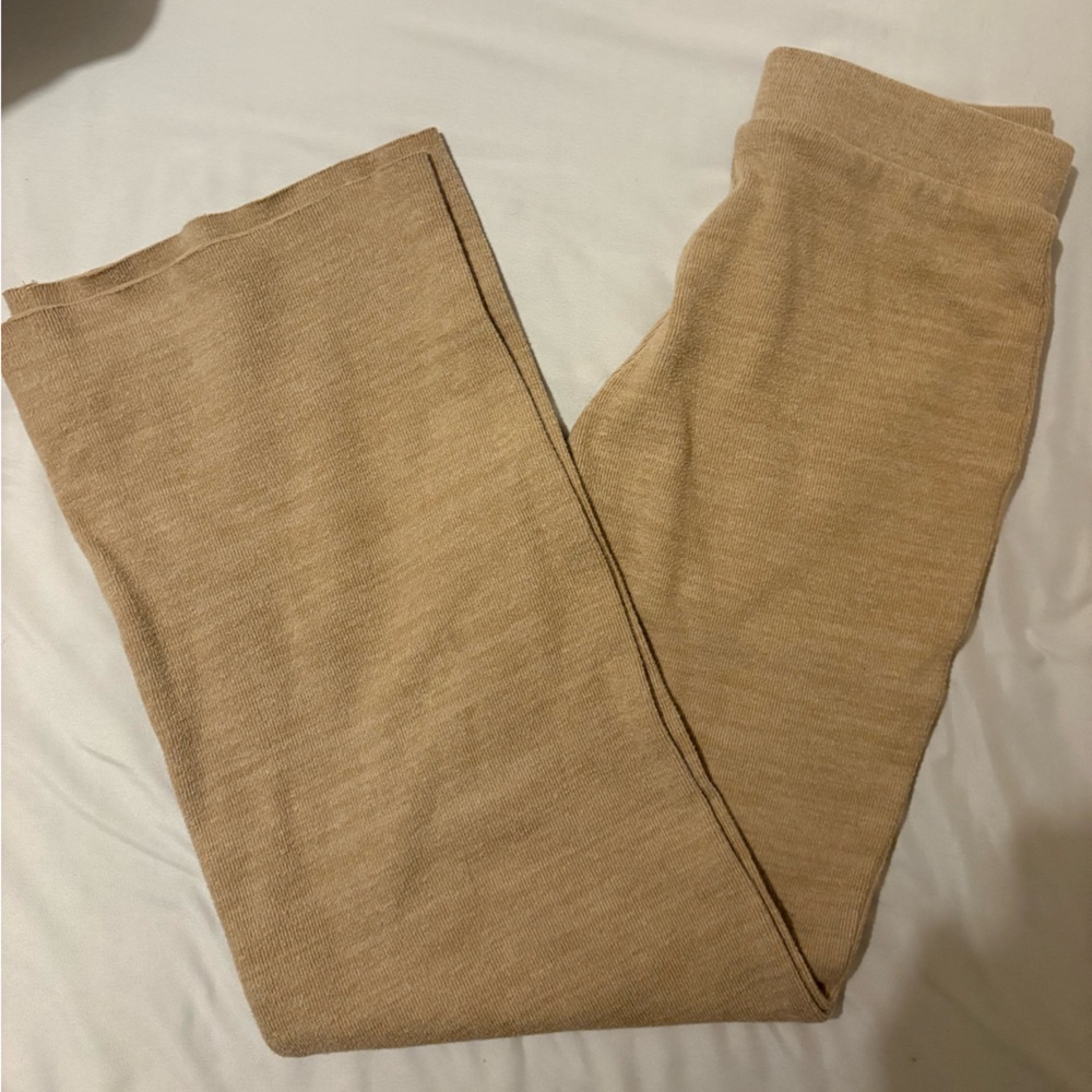 Zara Wide Leg Tan Sweatpants